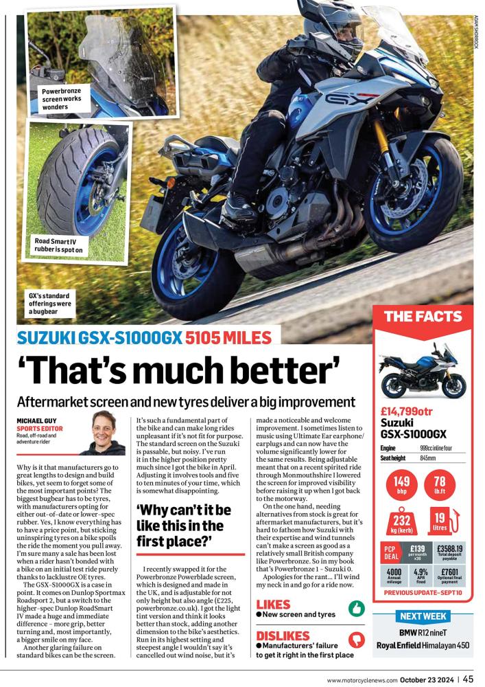 MCN GSX-S1000GX Powerbronze Powerblade Article